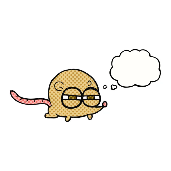 Pensée bulle dessin animé souris maléfique — Image vectorielle