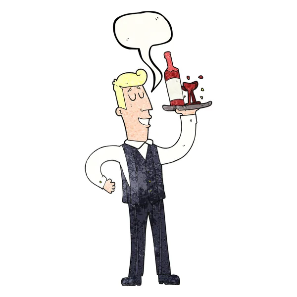 Speech bubble textured cartoon waiter — Stock Vector
