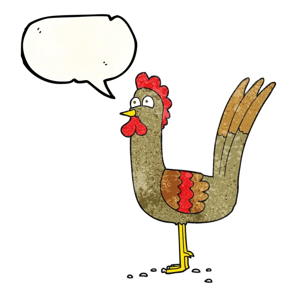 Sprechblase texturierte Karikatur Huhn — Stockvektor