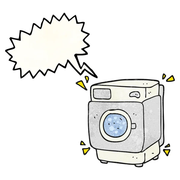 Toespraak bubble getextureerde cartoon gerommel wasmachine — Stockvector