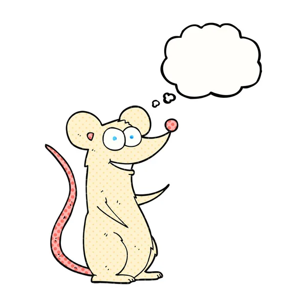 Σκέψη φούσκα ευτυχισμένη ποντίκι καρτούν — Διανυσματικό Αρχείο