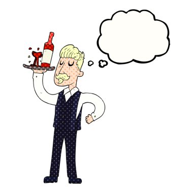 düşünce kabarcık karikatür garson