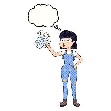 kabarcık karikatür kadın bira ile sanıyordum