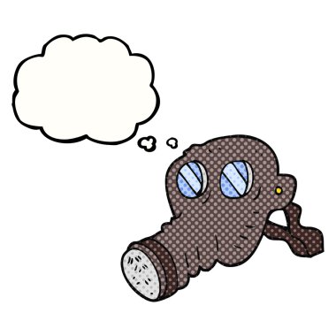 düşünce kabarcık karikatür gaz maskesi