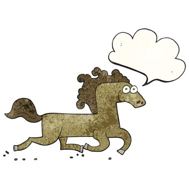 konuşma balonu dokulu karikatür at koştu