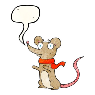 konuşma balonu dokulu karikatür fare
