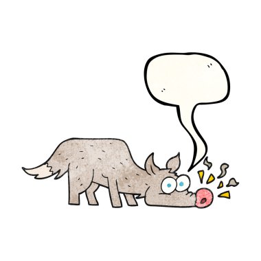 konuşma balonu dokulu karikatür köpek koklama 