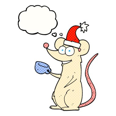 kabarcık karikatür fare Noel şapka takıyor sanıyordum