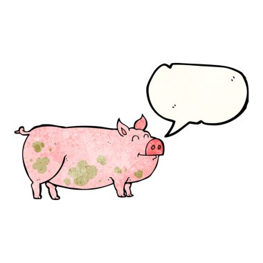 konuşma balonu karikatür çamurlu domuz dokulu
