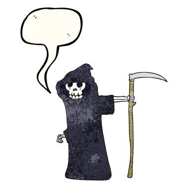 konuşma dokulu kabarcık karikatür ölüm