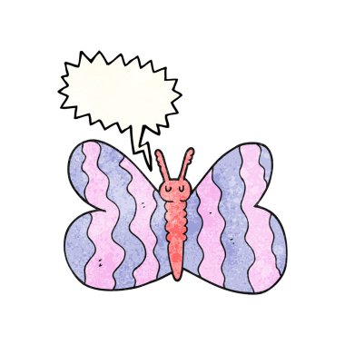 konuşma balonu dokulu karikatür kelebek