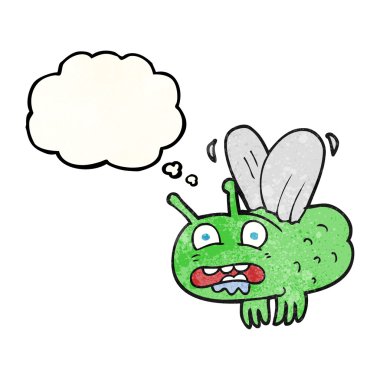 düşünce balonu dokulu karikatür sinek