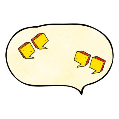 konuşma dokulu kabarcık karikatür tırnak işaretleri