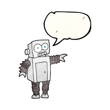 konuşma balonu dokulu karikatür robot