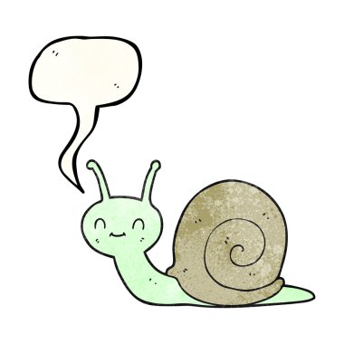 konuşma balonu dokulu karikatür sevimli salyangoz