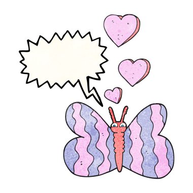 konuşma balonu dokulu karikatür kelebek