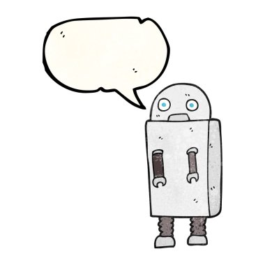 konuşma balonu dokulu karikatür robot