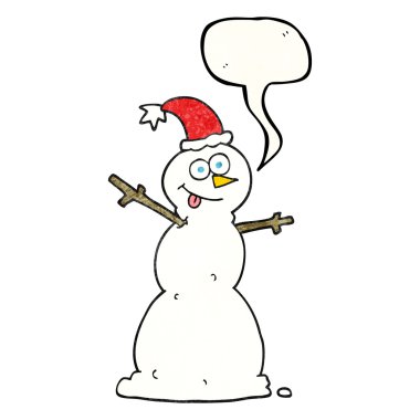 konuşma balonu dokulu karikatür kardan adam