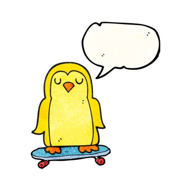 konuşma dokulu kabarcık karikatür kuş kaykay üzerinde