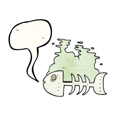 konuşma balonu karikatür balık kemikleri dokulu