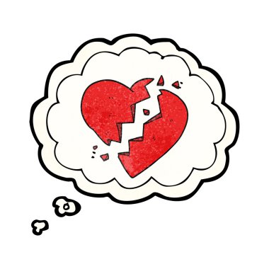 düşünce balonu dokulu karikatür kırık kalp
