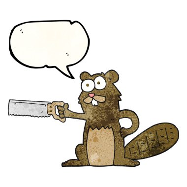 konuşma dokulu kabarcık karikatür kunduz testere ile