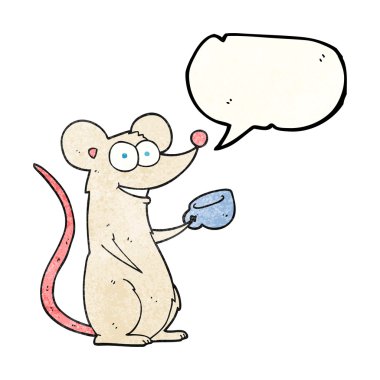 konuşma balonu dokulu karikatür fare ile çay
