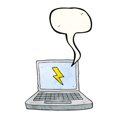 konuşma balonu dokulu karikatür dizüstü bilgisayar