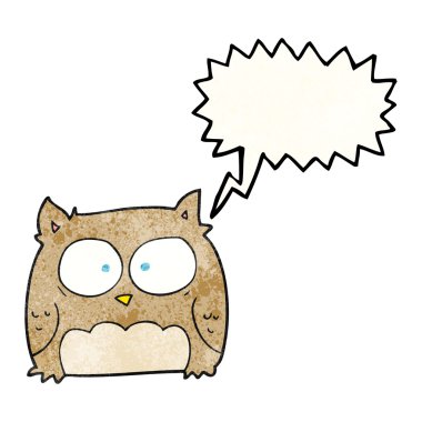 konuşma balonu dokulu karikatür baykuş