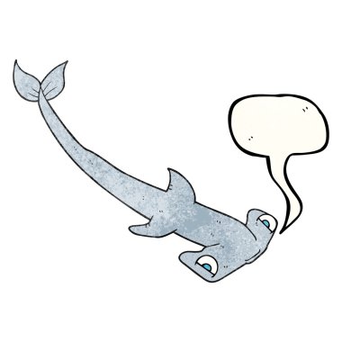 konuşma balonu dokulu karikatür çekiç köpekbalığı