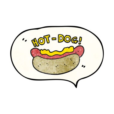 konuşma dokulu kabarcık karikatür hotdog