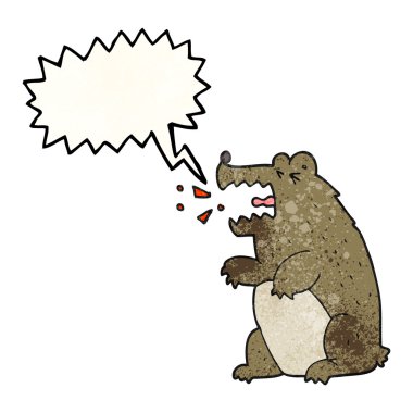 konuşma balonu dokulu karikatür ayı