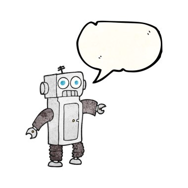 konuşma balonu dokulu karikatür robot