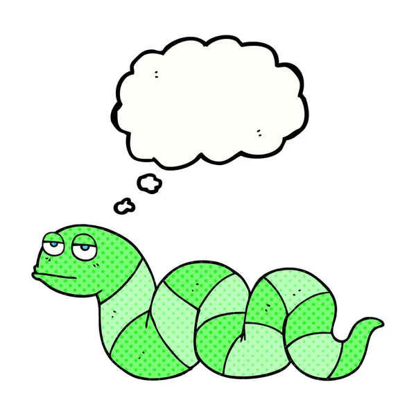 Pensamiento burbuja dibujos animados aburrido serpiente — Vector de stock