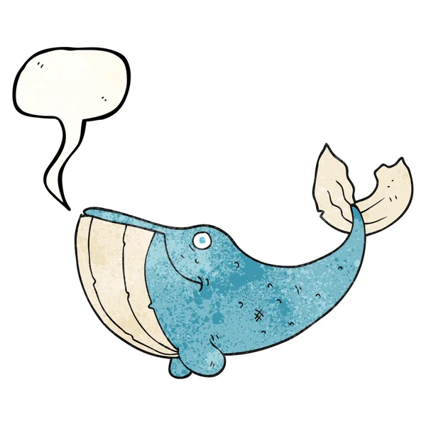 Speech bubble textured cartoon whale — Stock Vector