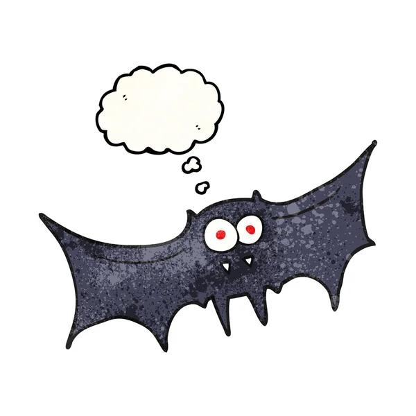 Pensée bulle texturé dessin animé vampire chauve-souris — Image vectorielle