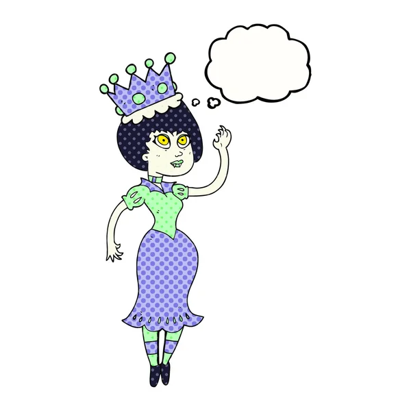 Gedachte zeepbel cartoon vampier koningin zwaaien — Stockvector