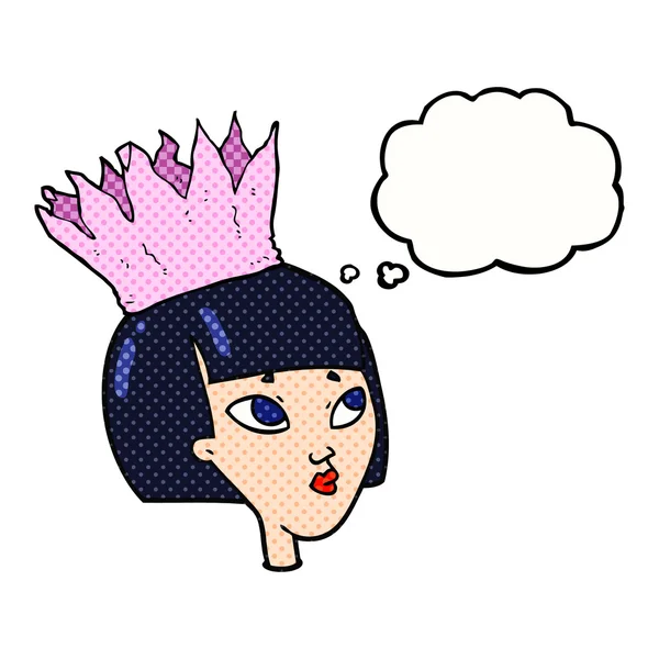 バブル漫画女身に着けている紙の王冠と思った — ストックベクタ