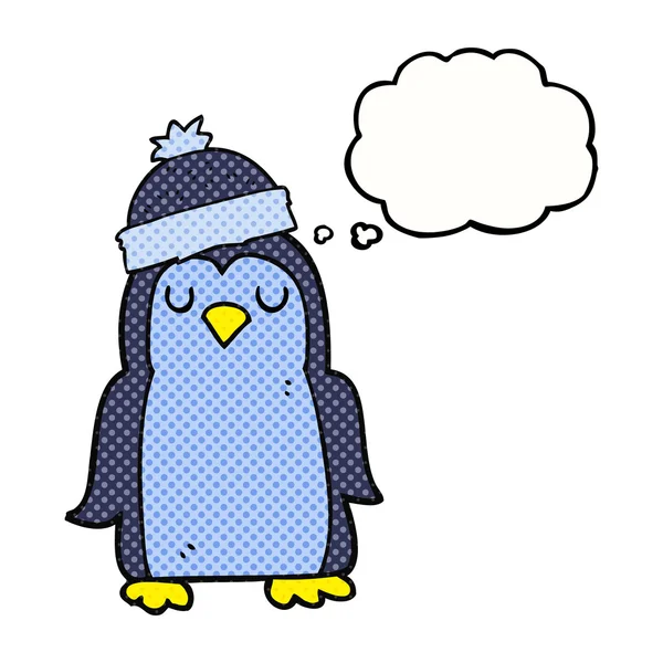 思考バブル漫画ペンギン — ストックベクタ