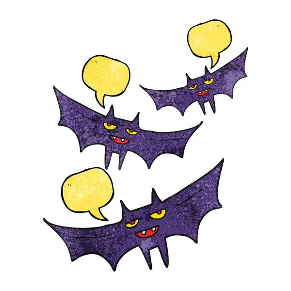 Discours bulle texturé dessin animé halloween chauve-souris — Image vectorielle