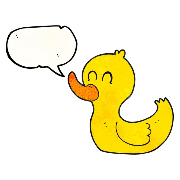 Speech bubble textured cartoon cute duck — Stock Vector