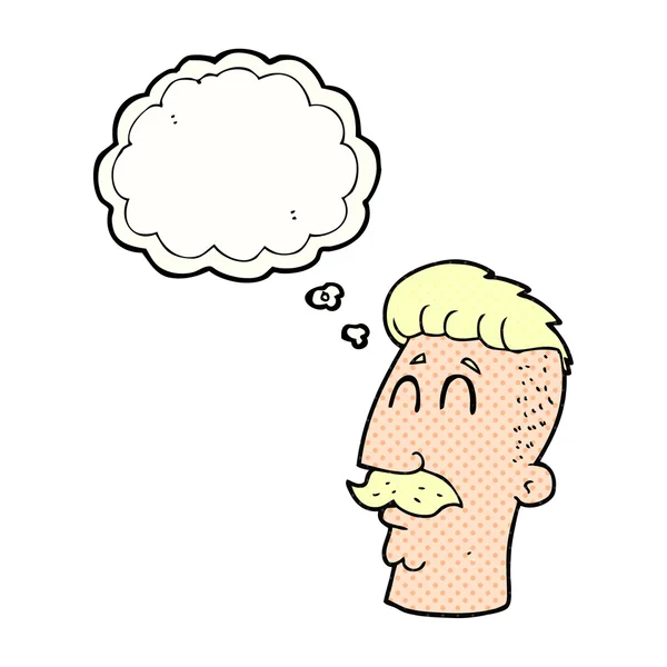 Hombre de dibujos animados burbuja pensamiento con corte de pelo hipster — Archivo Imágenes Vectoriales