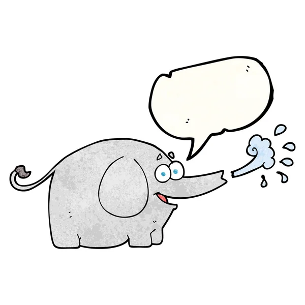 Fala bolha texturizado cartoon elefante esguichando água — Vetor de Stock