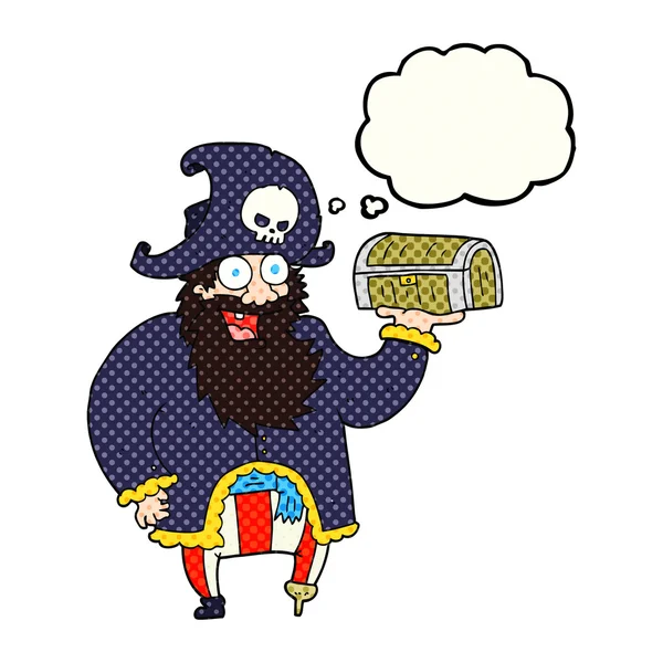 以为泡沫卡通海盗船长的藏宝箱 — 图库矢量图片