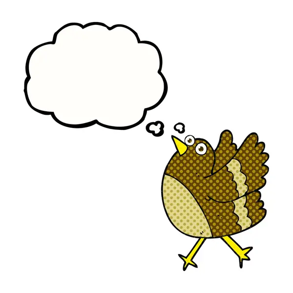 Pensamiento burbuja dibujos animados feliz pájaro — Vector de stock