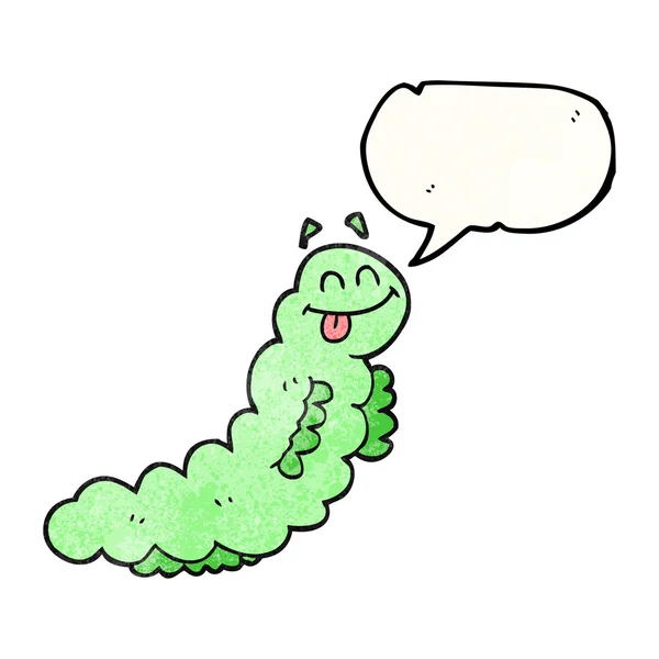 Toespraak bubble getextureerde cartoon caterpillar — Stockvector