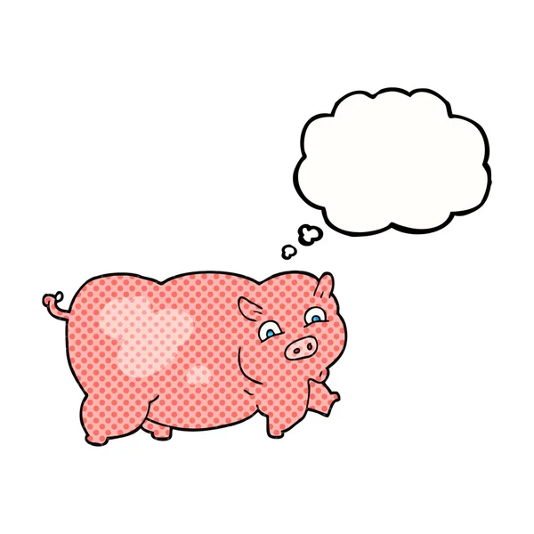 Pensamiento burbuja de dibujos animados cerdo — Archivo Imágenes Vectoriales