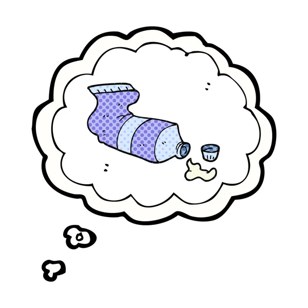 Gondolat buborék rajzfilm facsart tubus fogkrémet — Stock Vector