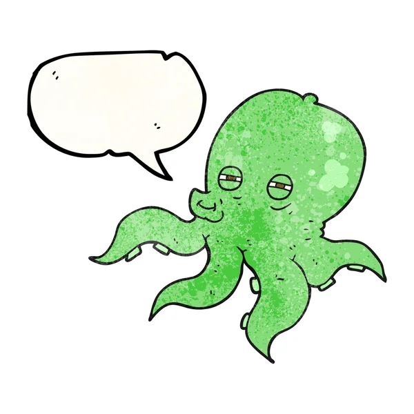 Toespraak bubble getextureerde cartoon octopus — Stockvector