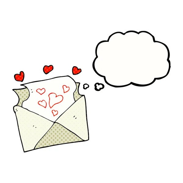 Pensée bulle dessin animé lettre d'amour — Image vectorielle